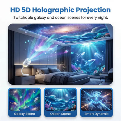 5D Smart Dynamic Holographic Night Light Projector